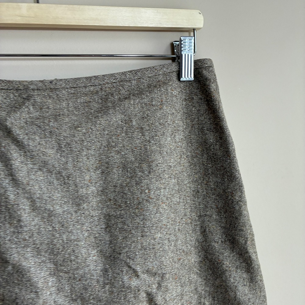 Ann Taylor Tweed Flounce Hem Midi Skirt 8 Brown Womens Virgin Wool Blend - Picture 3 of 7